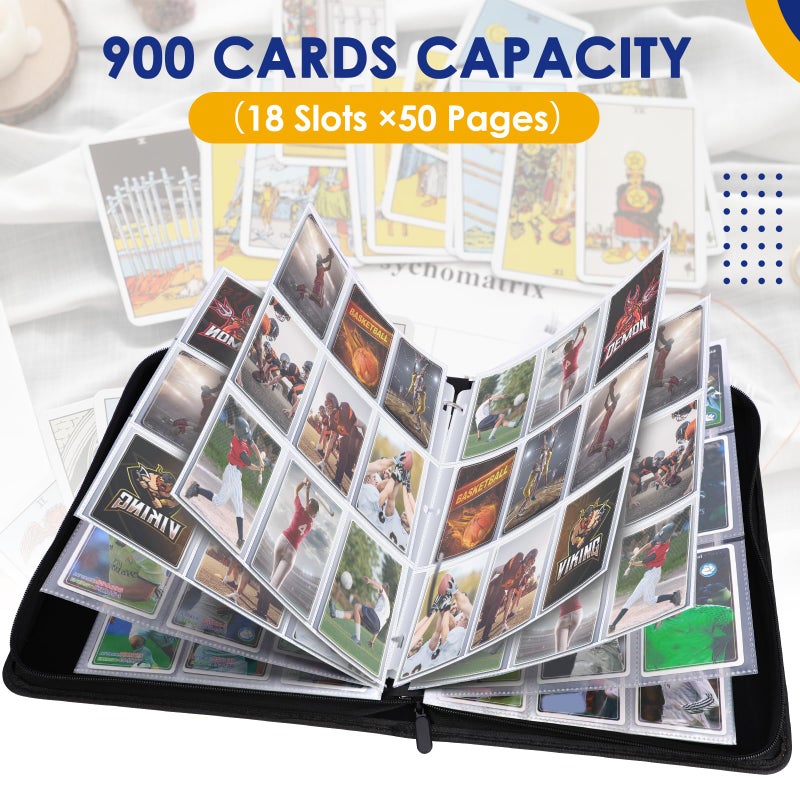 Kitoyz 900 Pockets Card Binder  Trading Card Album Display Holder  PU Cover Zip Binder for Cards  Durable Card Holder Album for TCG Game Cards and Sports Cards - Image 5